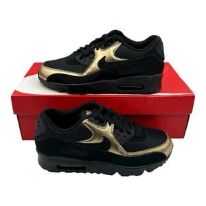 Nike Air Max 90 GS Mesh Shoes Sz Big Kids 4 Womens 5.5 Black Sneakers 833418-013
